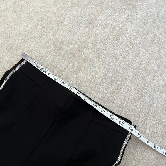 Zara Black Pull On Crop Pants L Bling Tuxedo Striped - Picture 8 of 10
